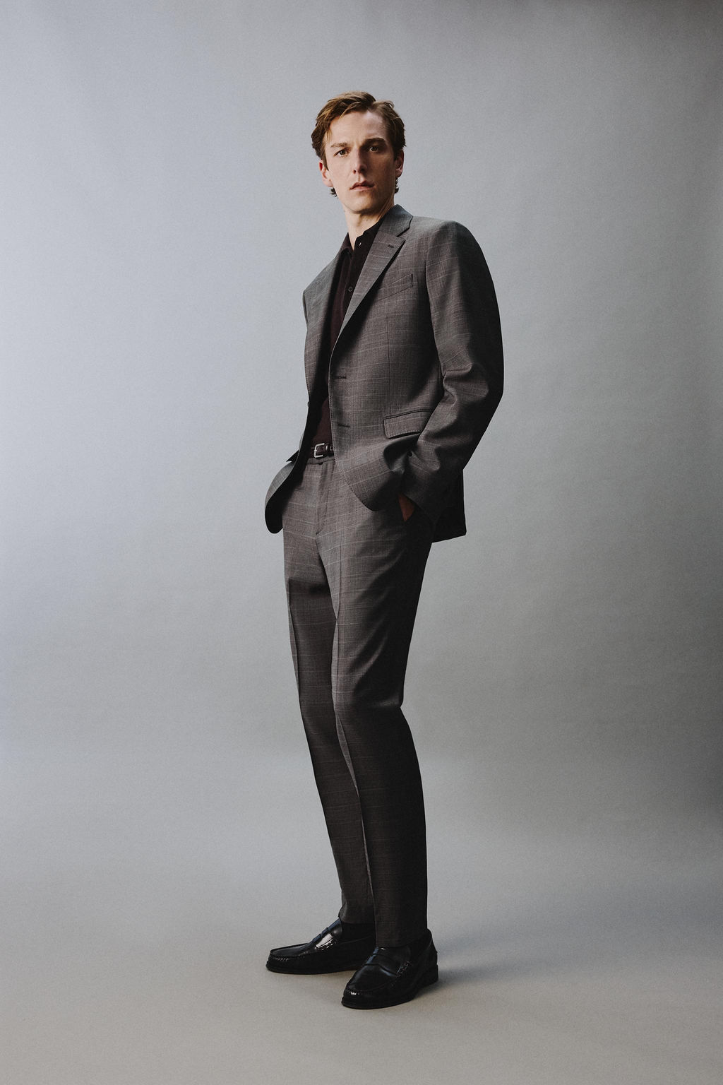 BLAZER TRAJE CUADROS 100% LANA / Marr?n - Zara фото 4