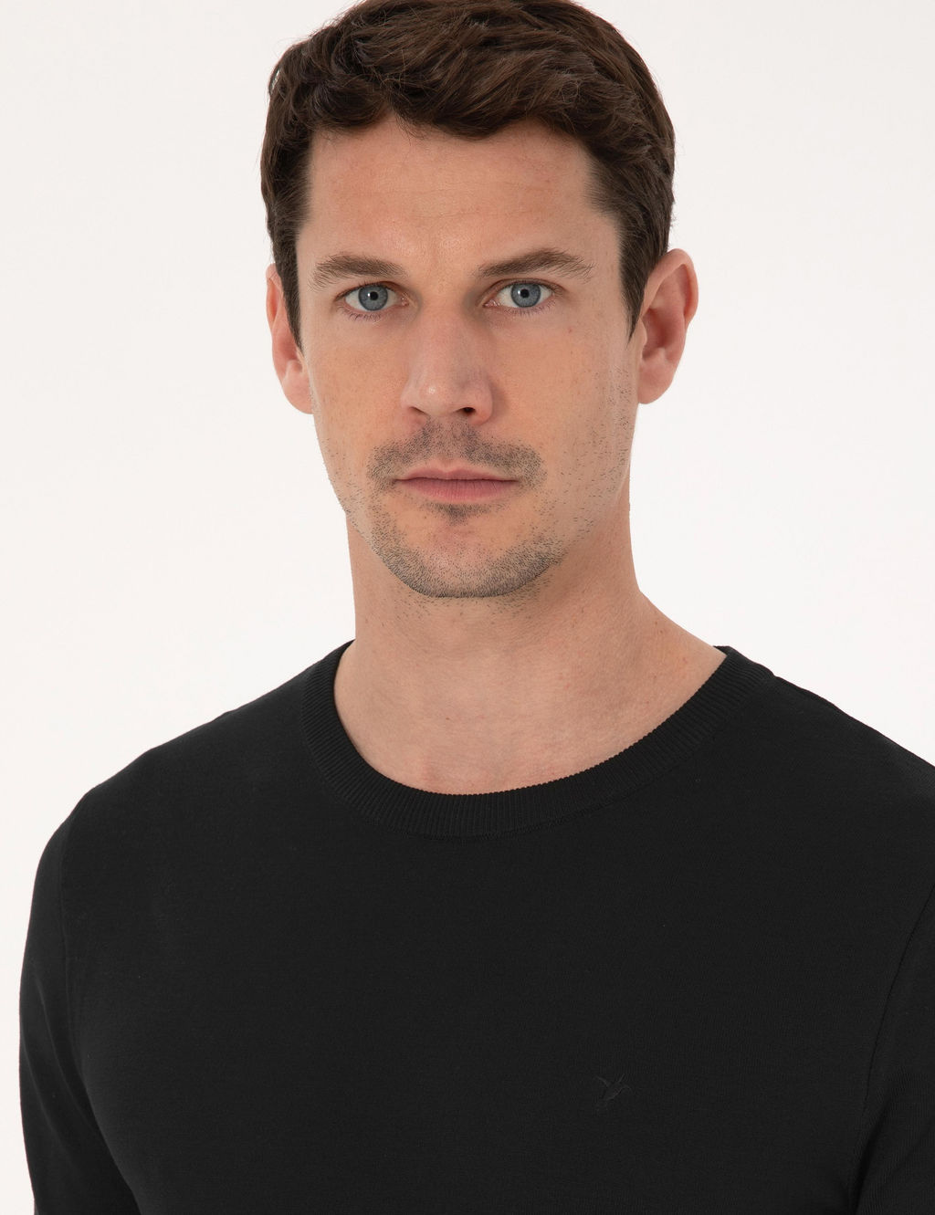Siyah Slim Fit Bisiklet Yaka Triko T-shirt