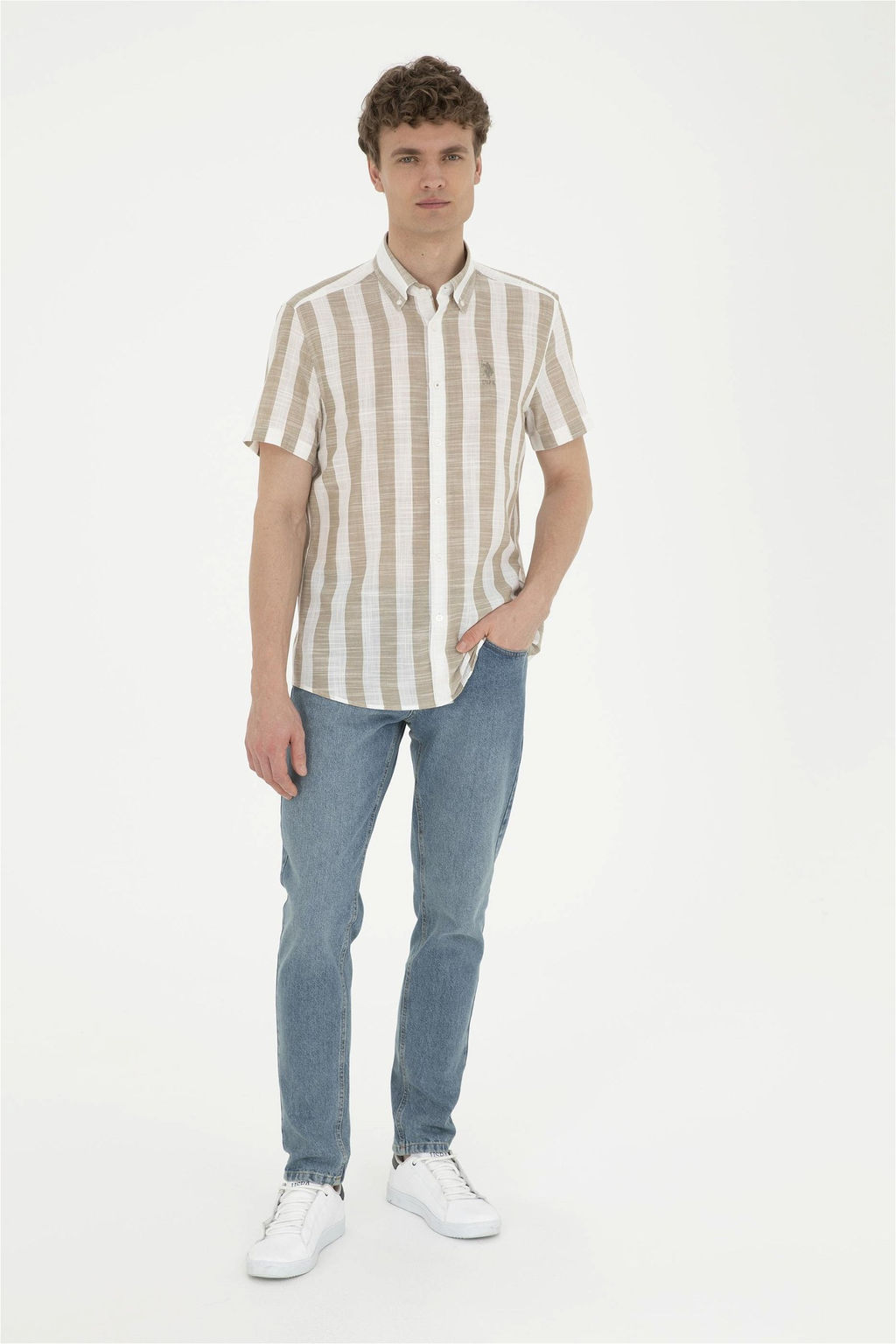 Мужская рубашка цвета хаки с коротким рукавом Неожиданная скидка в корзине - U.s. polo assn фото 4