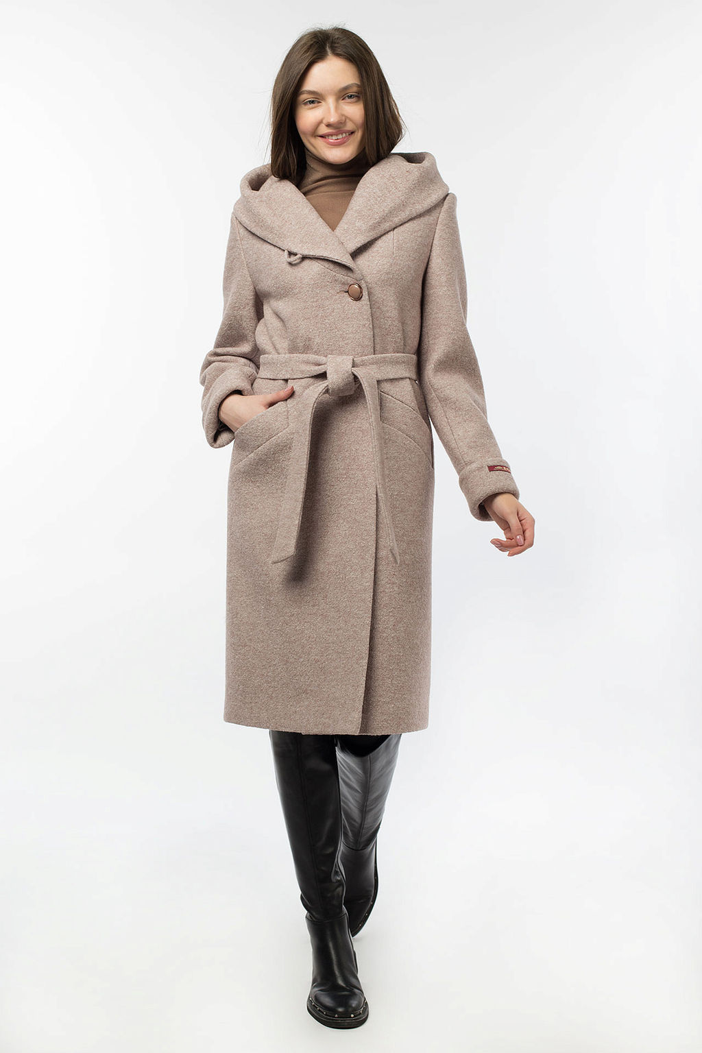 01-10538 Пальто женское демисезонное (пояс) - El podio фото 6