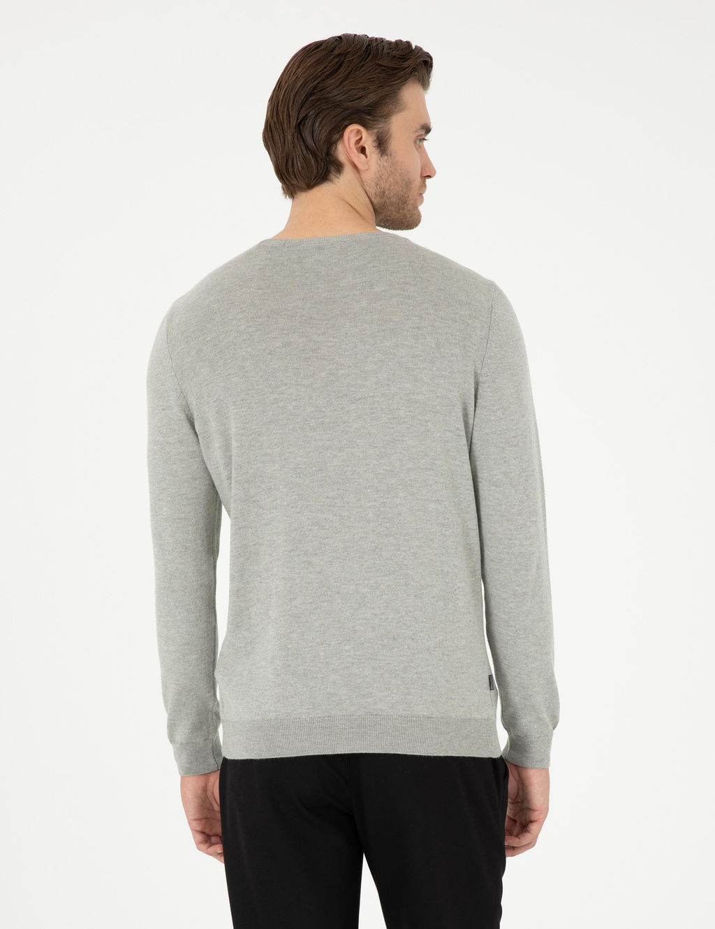 A__k Gri Melanj Slim Fit Bisiklet Yaka Basic Triko Kazak - Pierre cardin фото 5