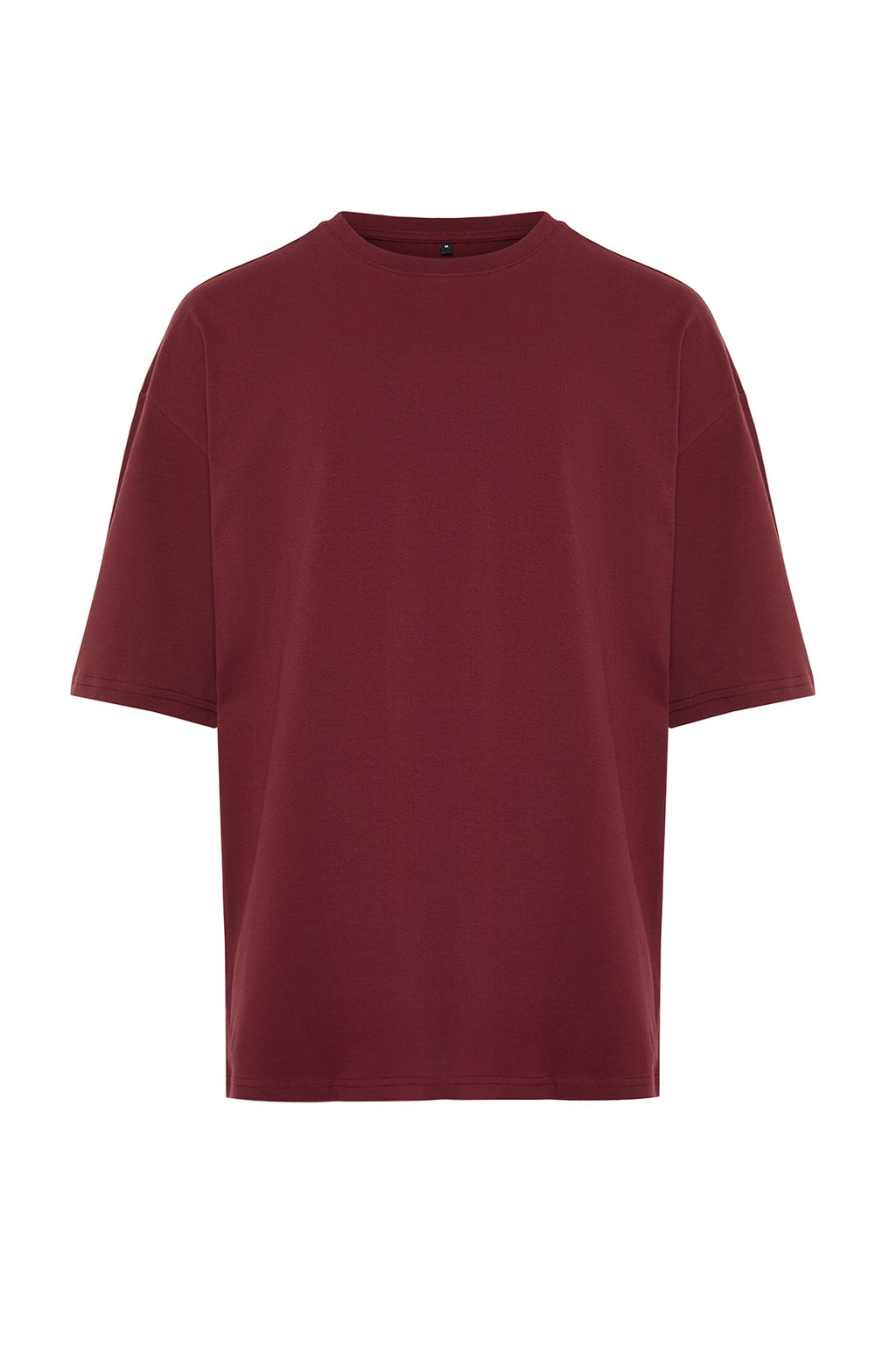 Bordo Oversize/Genis Kesim Basic %100 Pamuklu T-Shirt TMNSS22TS0318