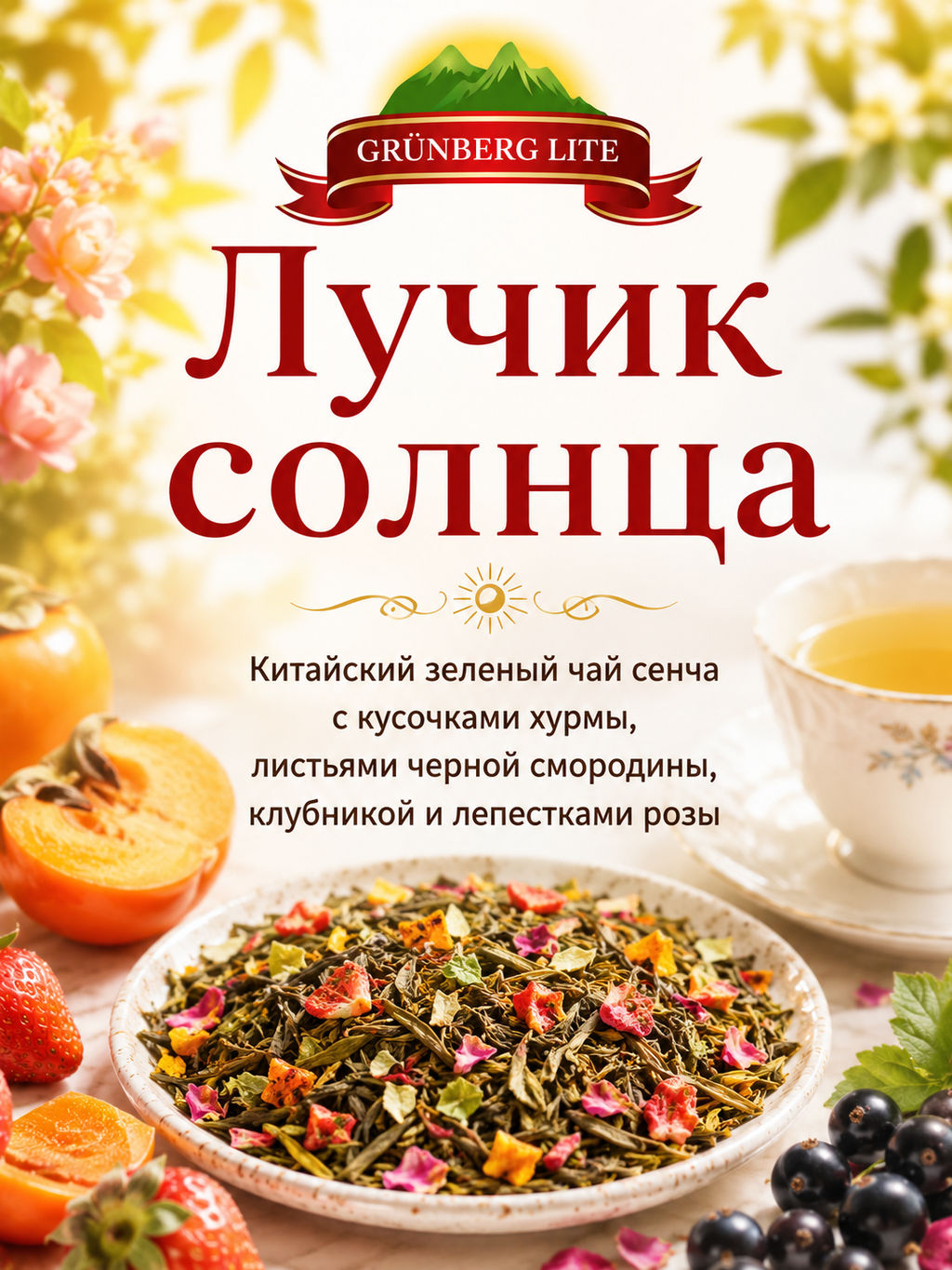 Лучик солнца Зеленый ароматизированный чай GRÜNBERG LITE