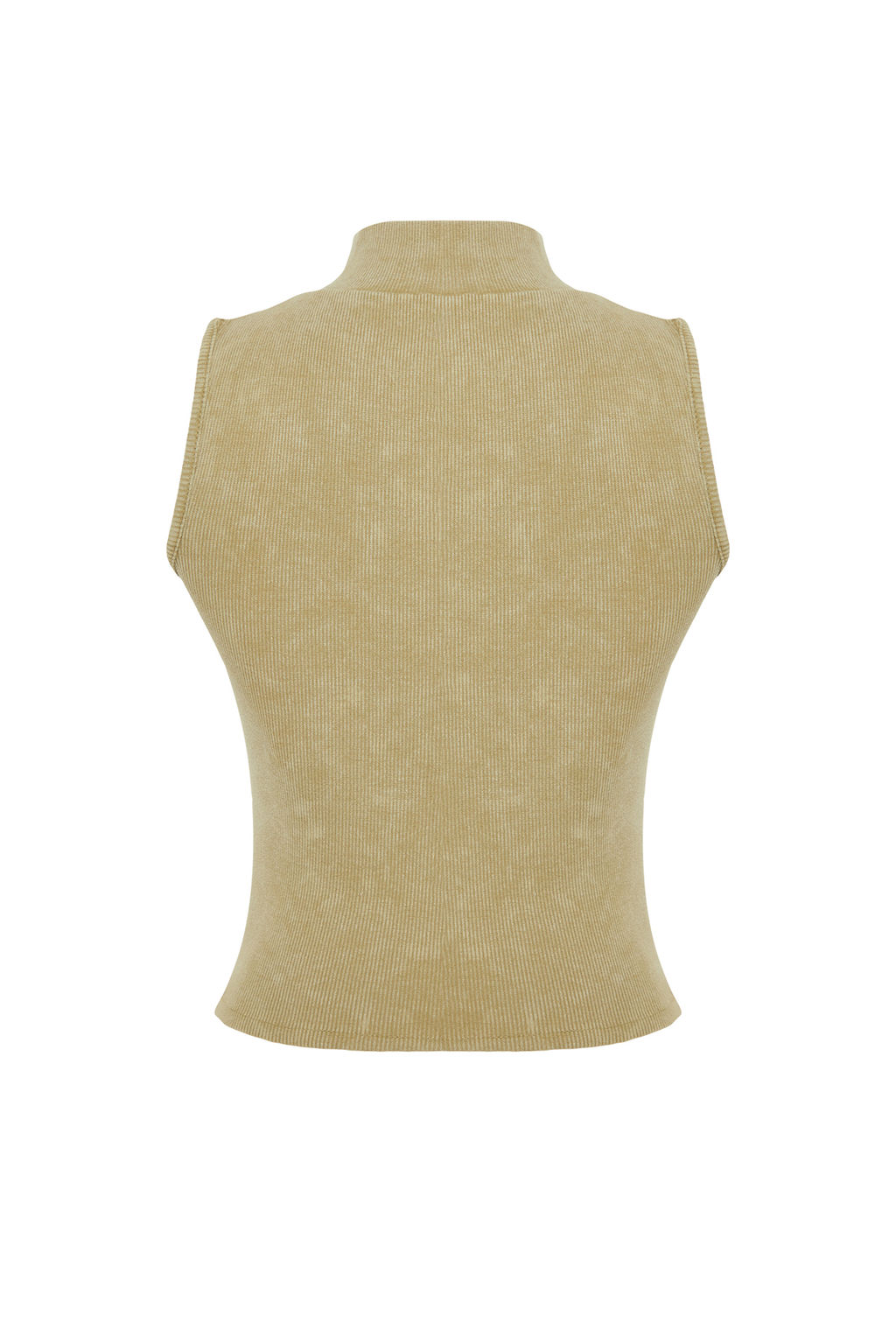 Trendyolmilla Haki Eskitme/Soluk Efektli Fitted Fermuarl? Fitilli Pamuklu Esnek Orme Bluz TWOSS24BZ00036 фото 8