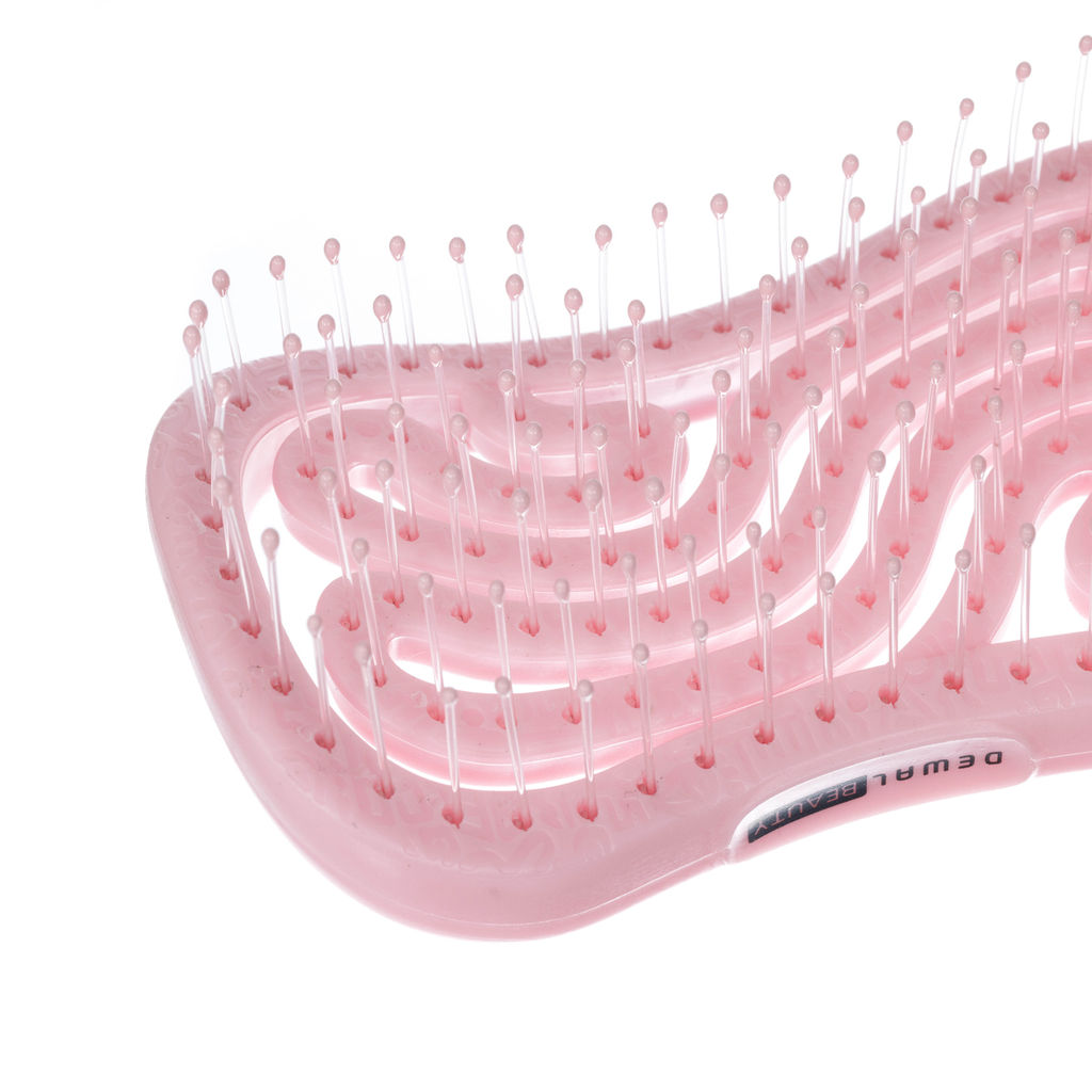 Щетка серия  Wave, продувная, с нейлоновым штифтом, форма волна DEWAL BEAUTY DBEG4-pink  фото 3