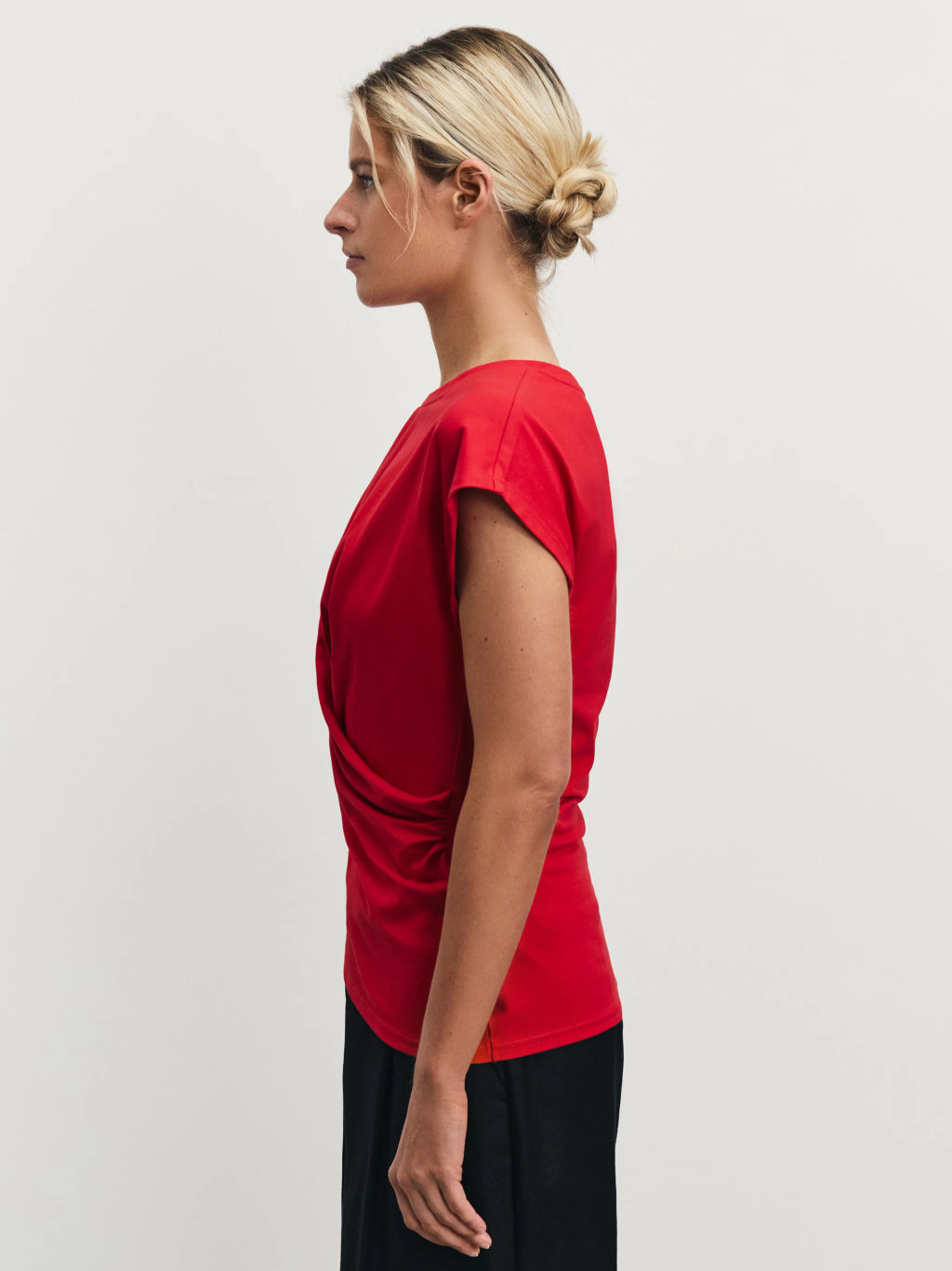 Футболка из хлопка с запахом / Zarina  фото 4