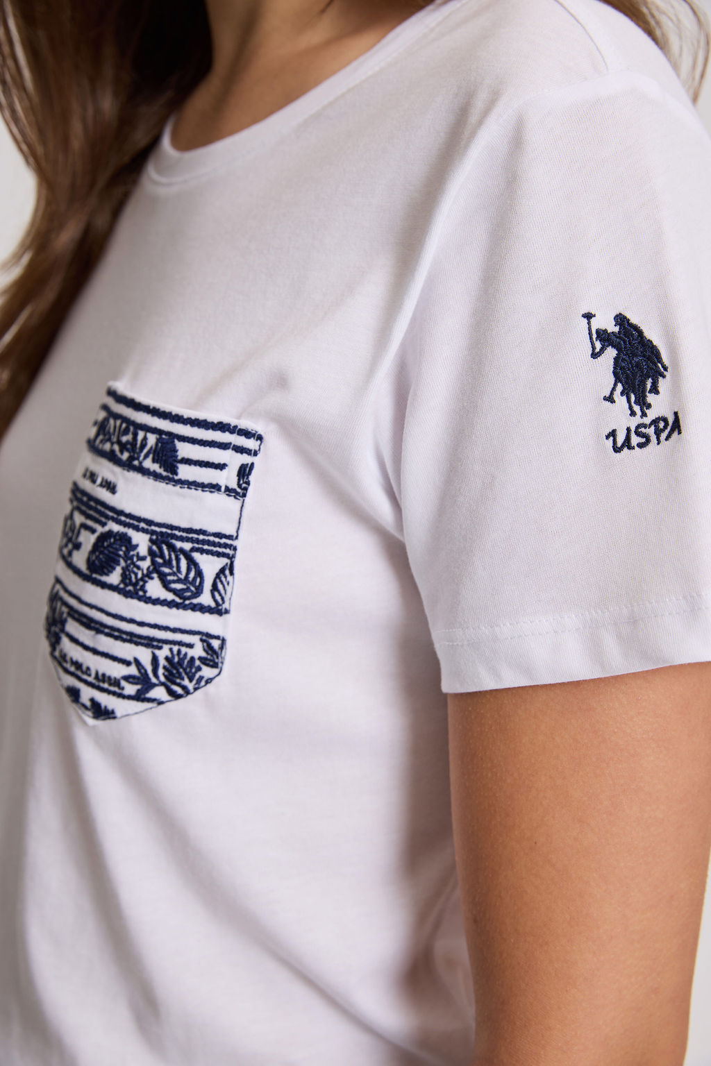 Kad_n Beyaz Bisiklet Yaka Ti__rt - U.s. polo assn фото 6