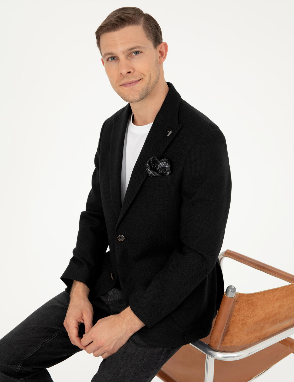 Черный пиджак приталенного кроя из смесовой шерсти - Cacharel фото 2