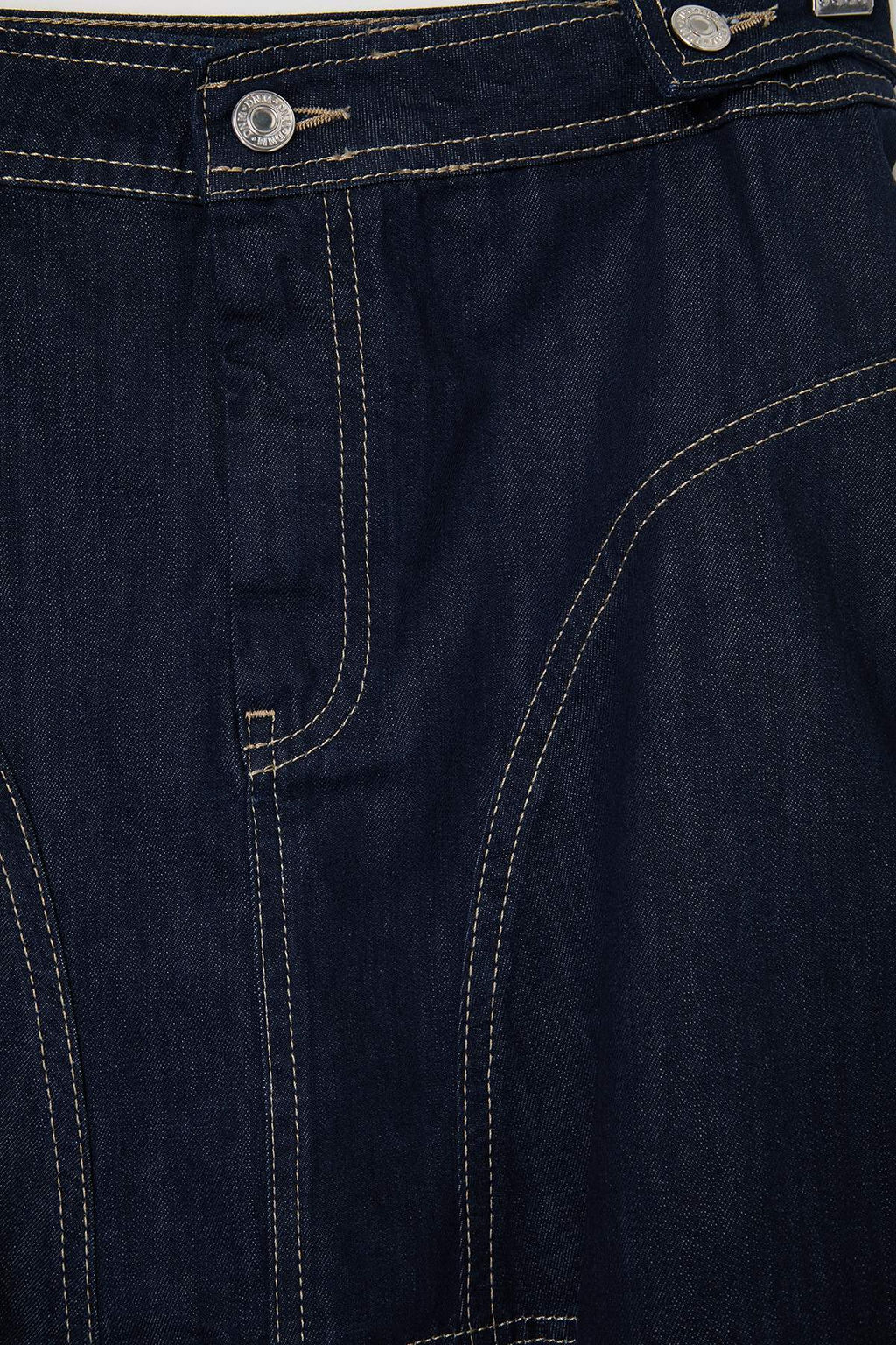 Koyu Mavi Volanl_ Diki_ Detayl_ Mini Denim Etek TWOAW27ET00023 - Trendyolmilla фото 6
