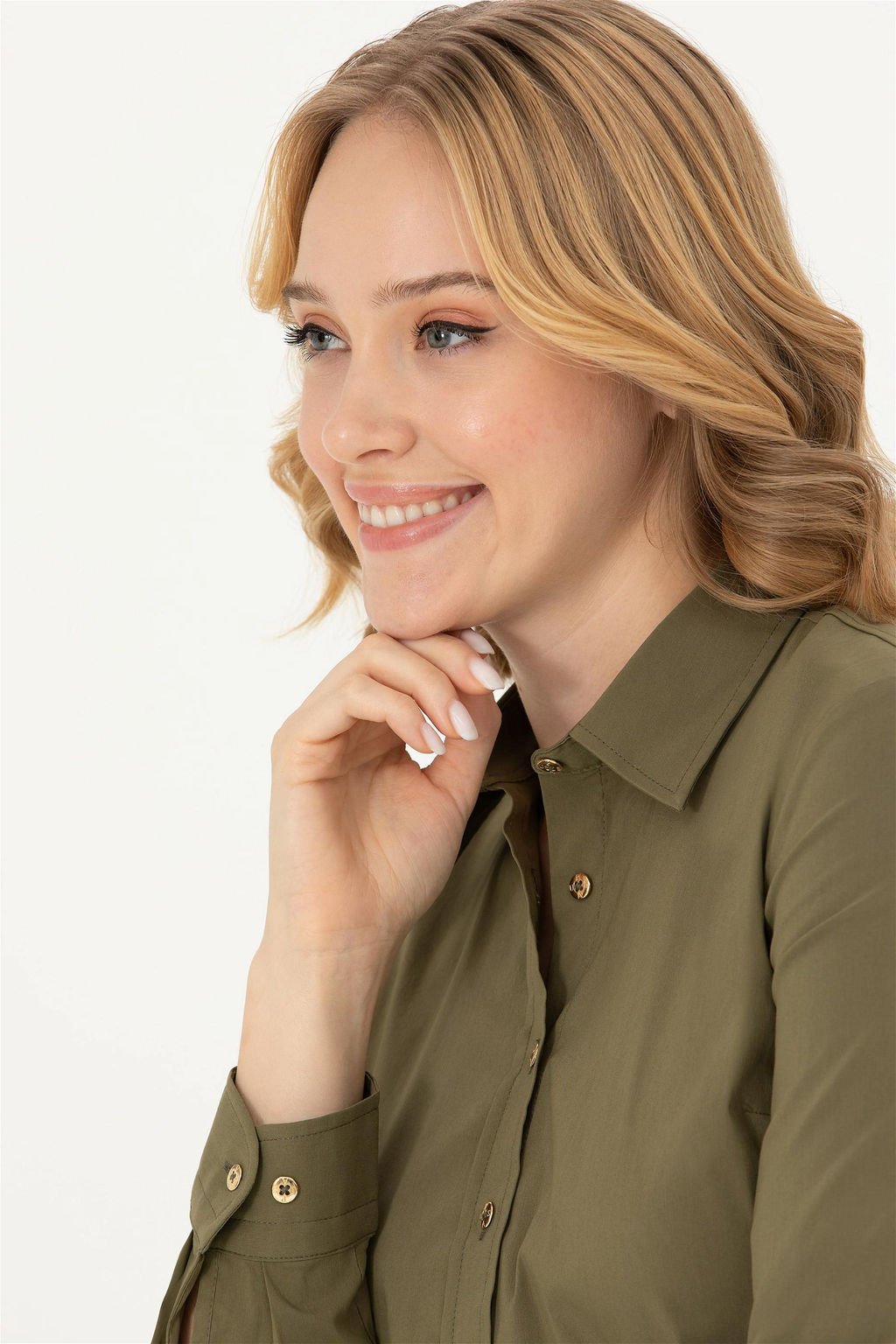 Женская базовая рубашка цвета хаки с длинным рукавом - U.s. polo assn фото 13