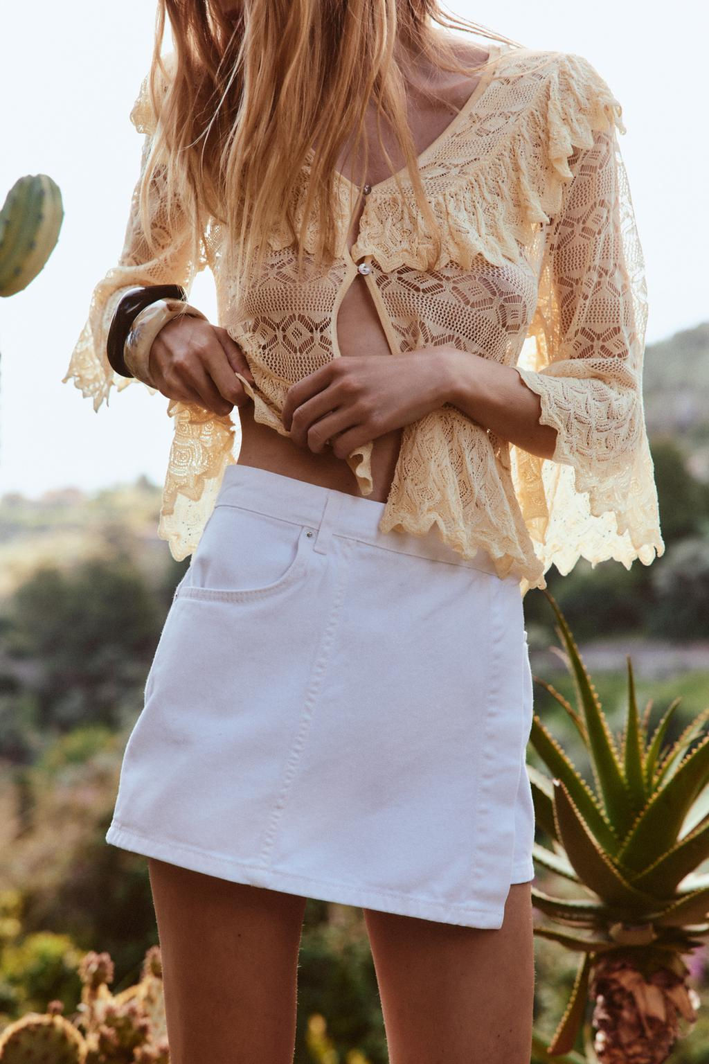 POINTELLE KNIT BLOUSE WITH RUFFLES - Zara фото 2