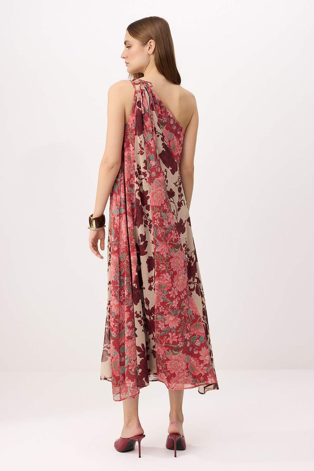 Cok Renkli Cicekli Rahat Kesim Sifon Astarl? Maxi Dokuma Elbise TWOSS26EL00530 - Trendyolmilla фото 4