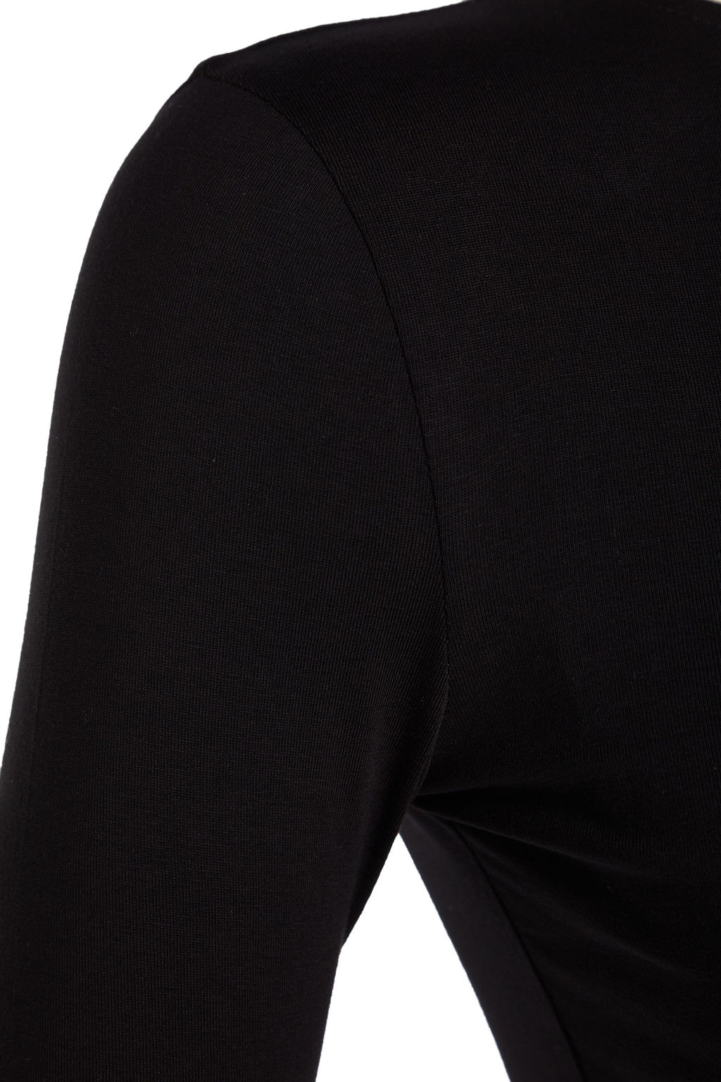 Siyah Pamuklu Esnek S?rt Dekolteli Fitted/Vucuda Oturan Esnek Bluz TWOAW24BZ00160