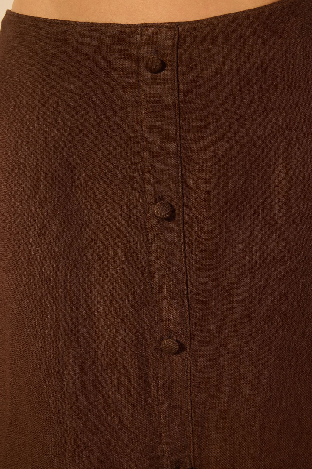 Trendyolmilla Kahverengi %100 Keten Dugme Detayl? Midi Etek TWOSS25ET00144 фото 3