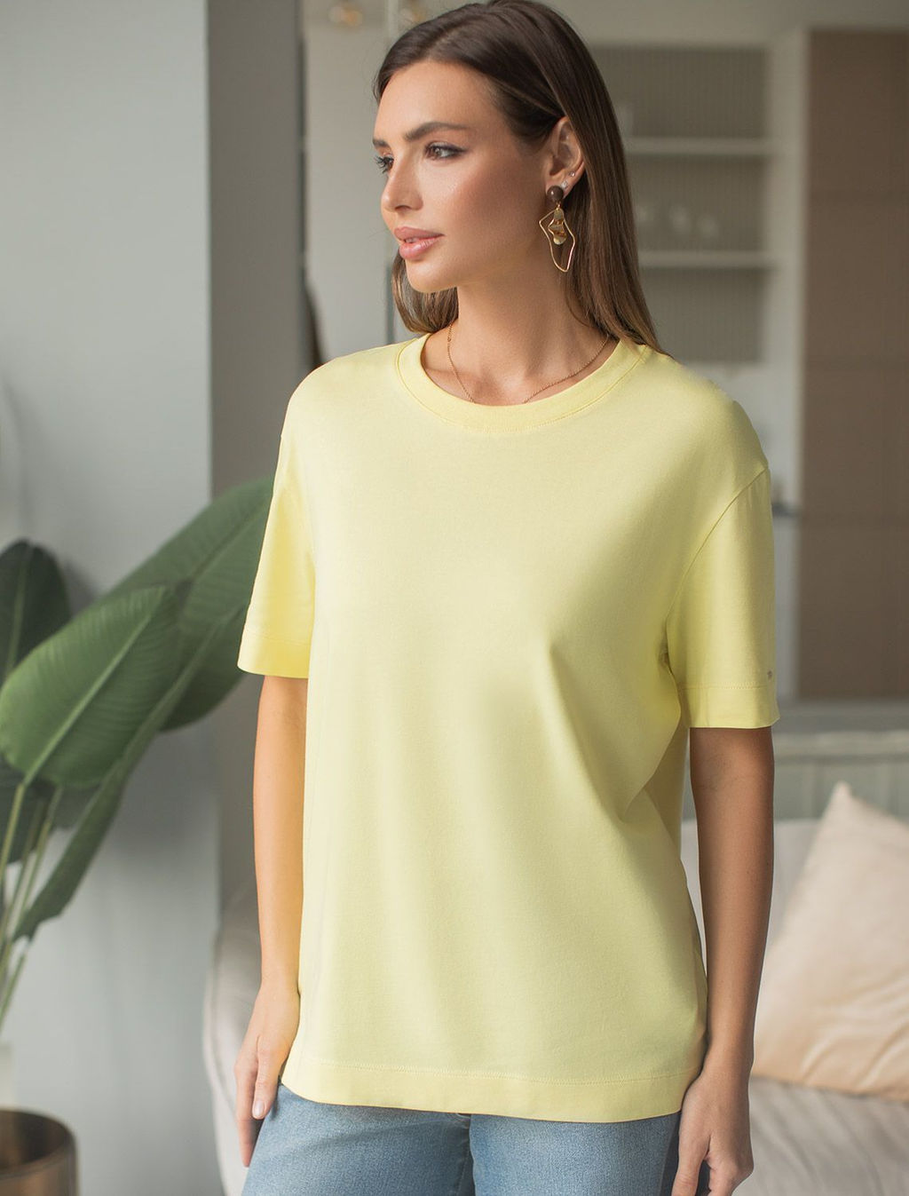 Футболка свободная из премиального хлопка с эластаном