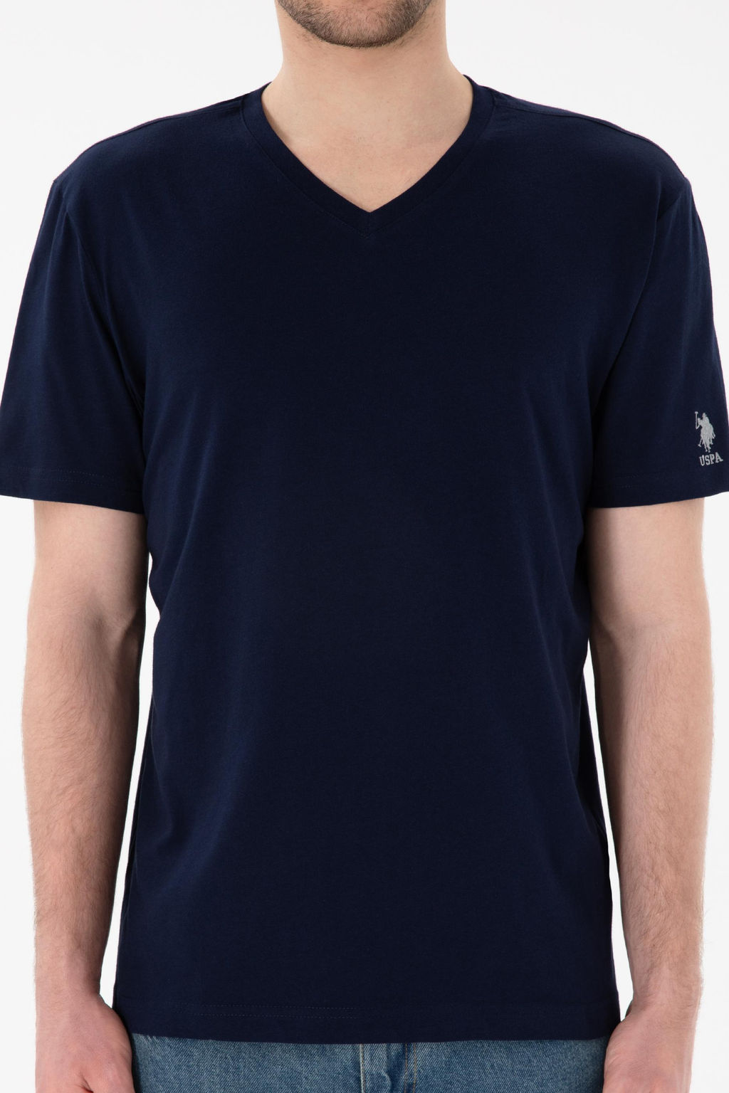 Erkek Regular Fit V Yaka Lacivert Basic Ti__rt Sepette S_rpriz _ndirim - U.s. polo assn фото 7