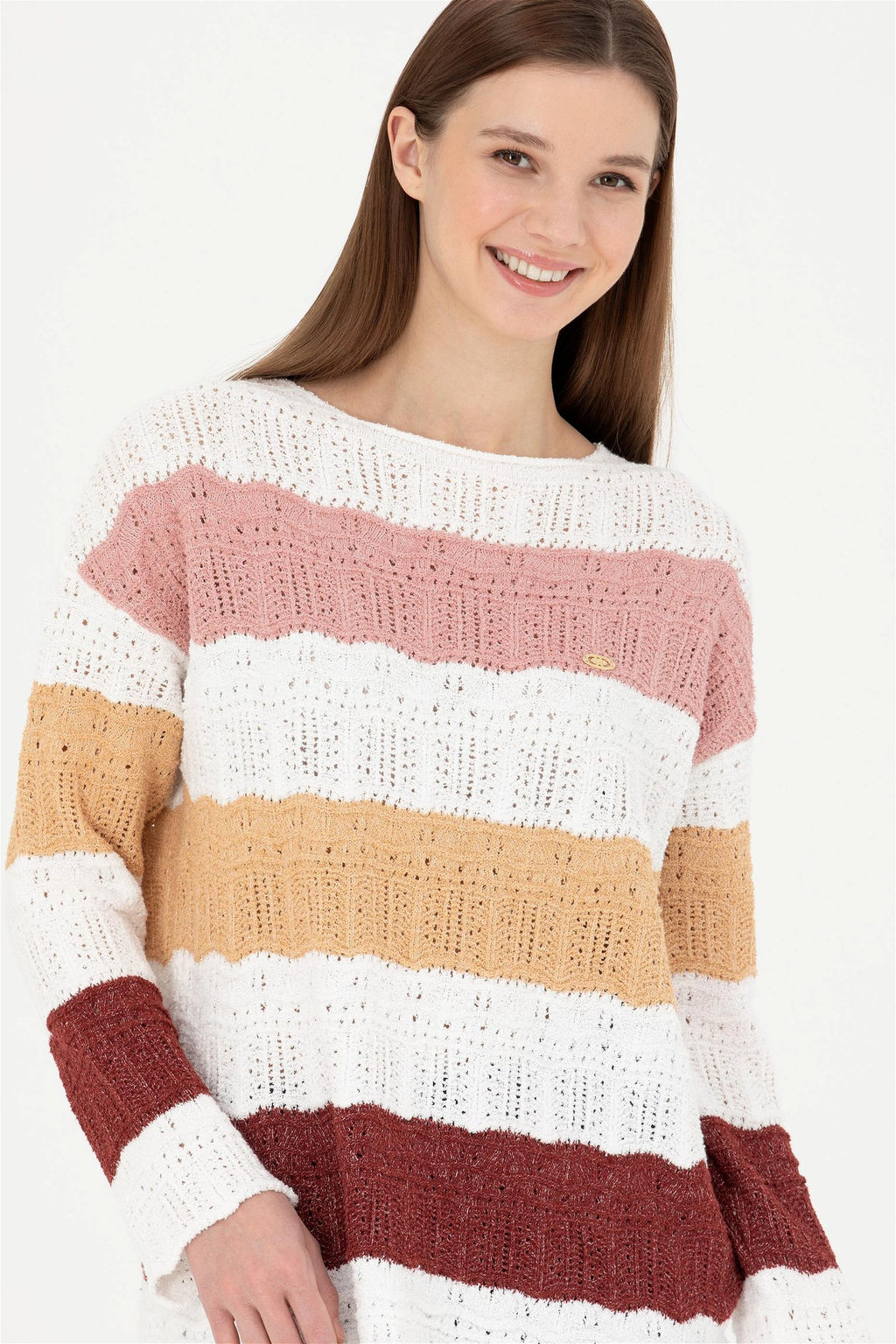 Женский свитер с круглым вырезом и каменным узором Неожиданная скидка в корзине - U.s. polo assn фото 3