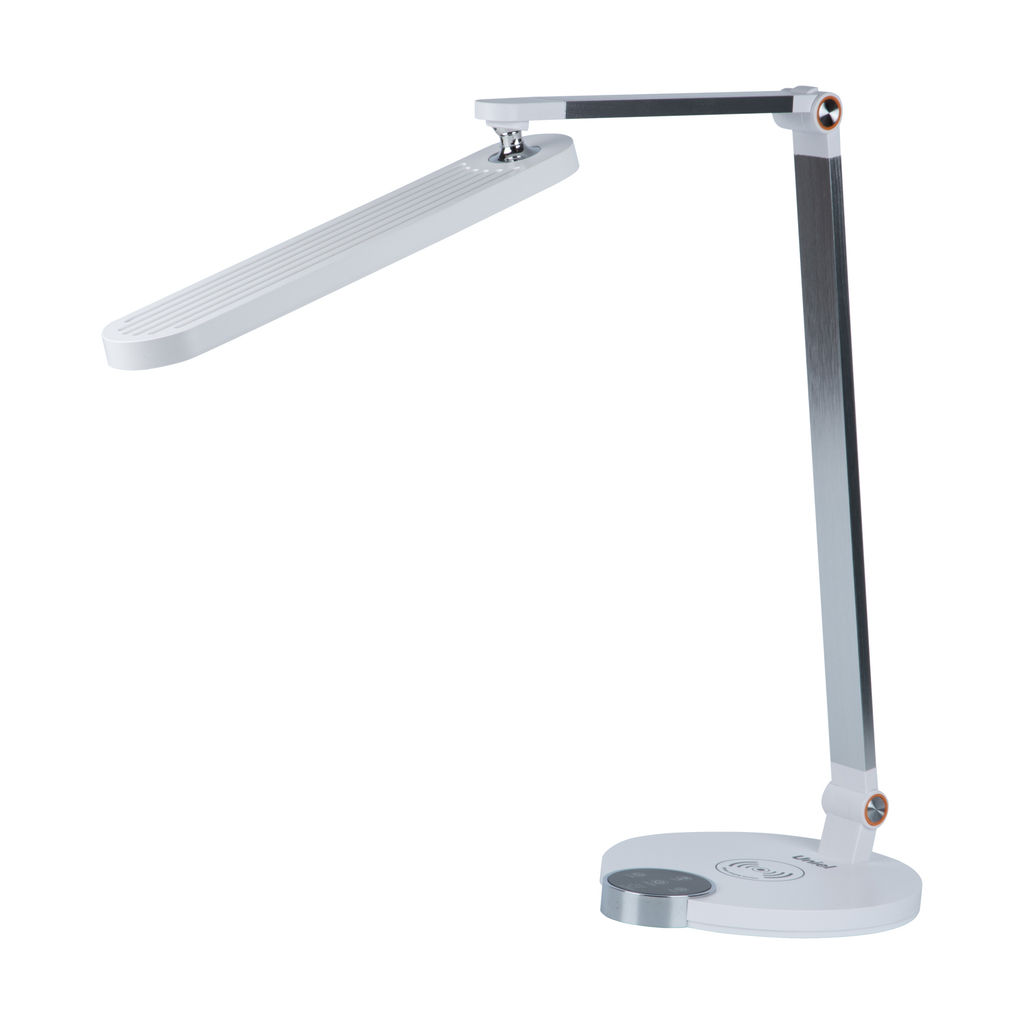 ULM-D113 18W/3000-6000K/DIM WHITE Светильник настольный светодиодный с беспроводной зарядкой телефонов. Сенсорный выключатель. Диммер. Белый. TM Uniel