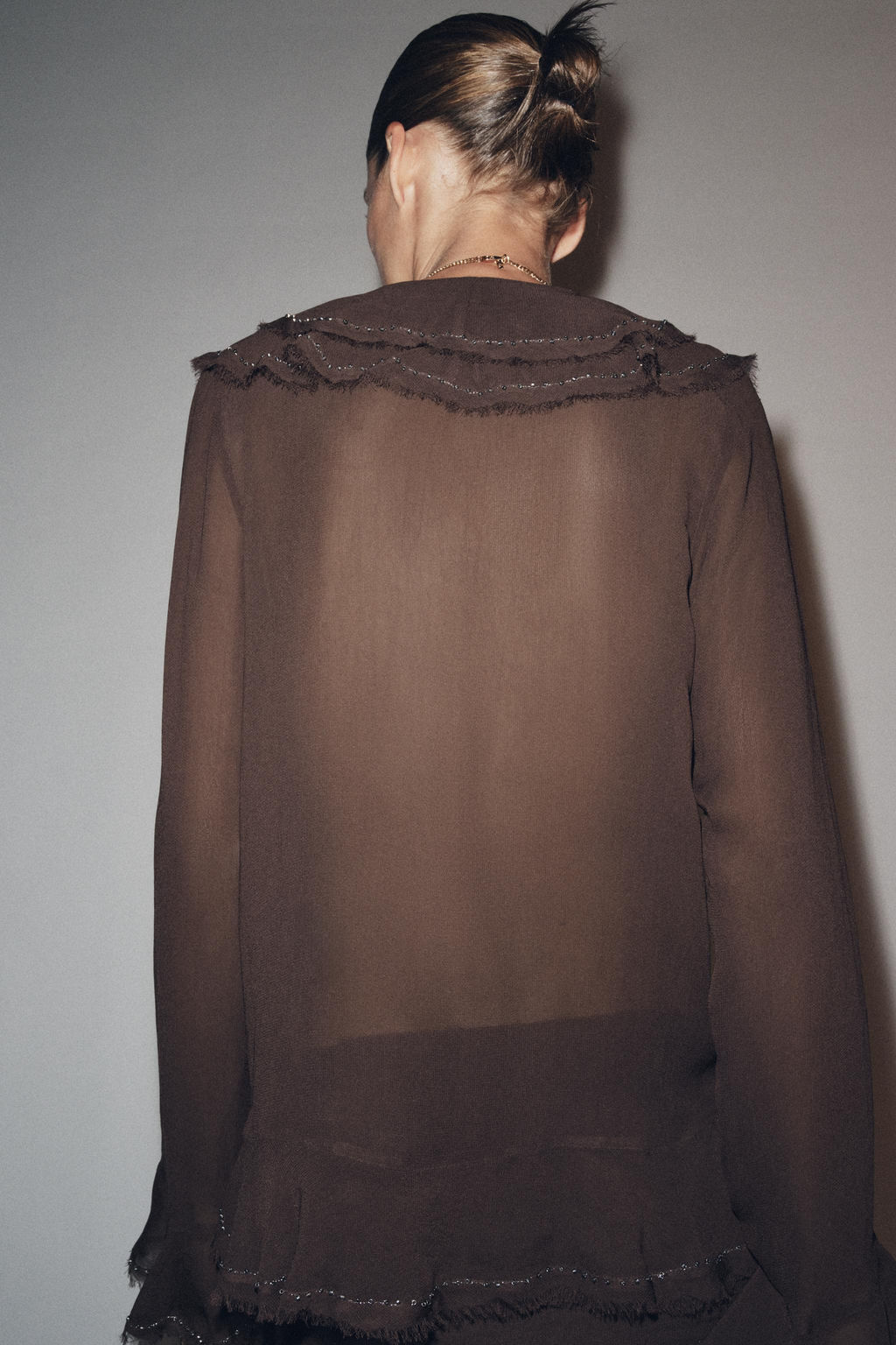 ZW COLLECTION BEADED RUFFLED BLOUSE - Zara фото 3