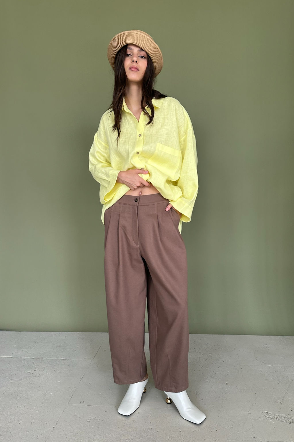 Брюки-бананы DENIM086/02/Песочный - YPSILON фото 8