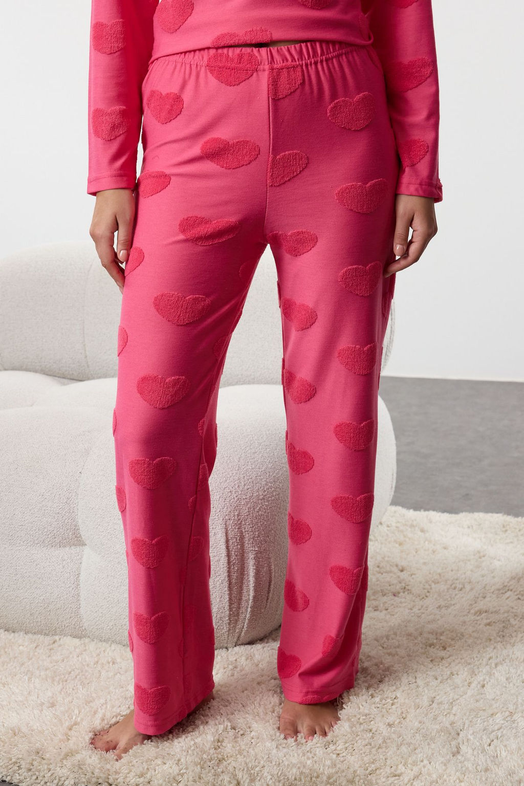 Trendyolmilla Pembe Kalpli Orme Pijama Tak?m? THMAW25PT00086  фото 4