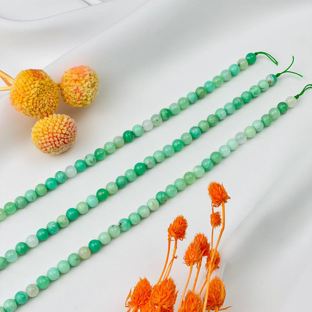 Бусины для украшений из Хризопраза (70 бусин) 38 см