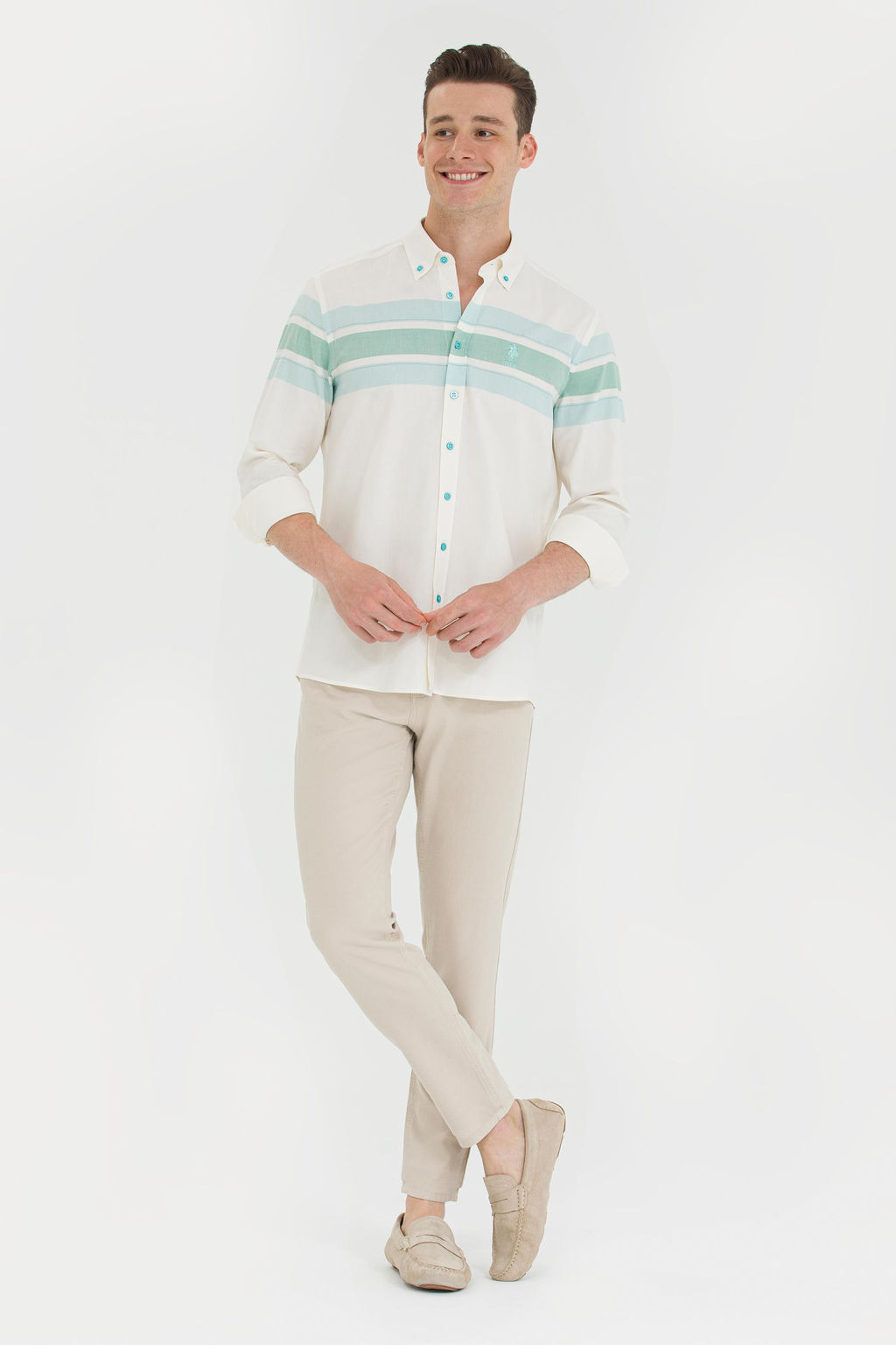 U. S. Polo Assn / Мужская мятная рубашка с длинным рукавом - U.s. polo assn фото 4