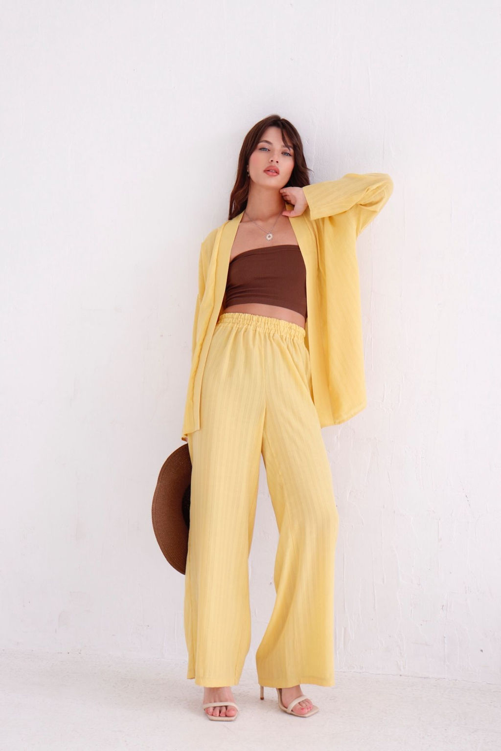 9444 Костюм из кимоно и брюк-палаццо жёлтый - Martichelli фото 6
