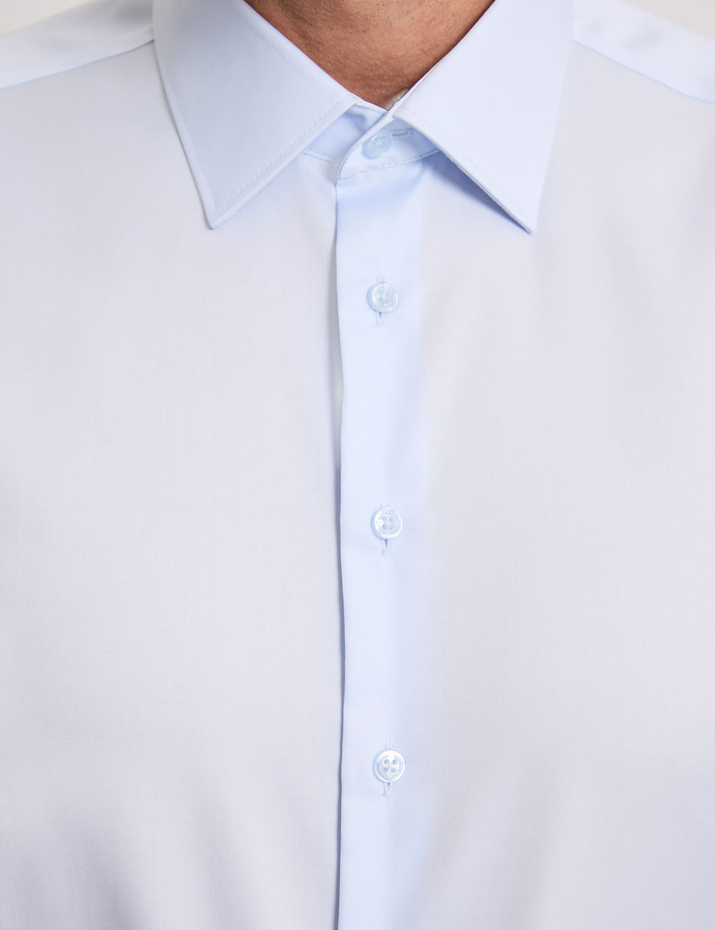 A__k Mavi Non _ron Kolay _t_lenebilir Slim Fit Uzun Kollu Basic G_mlek