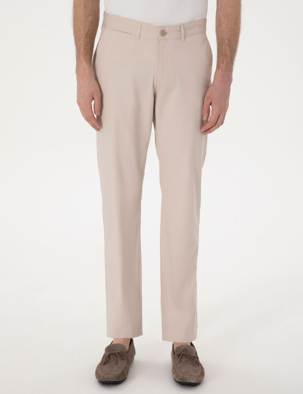 Bej Regular Fit Basic Kanvas Pantolon
