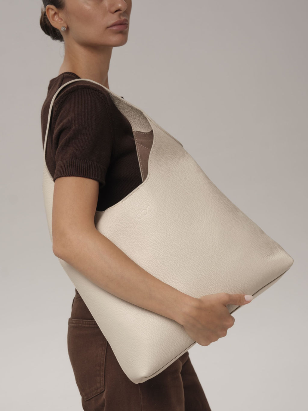 Кожаная сумка Michele DBR 31156 светлый крем  фото 5