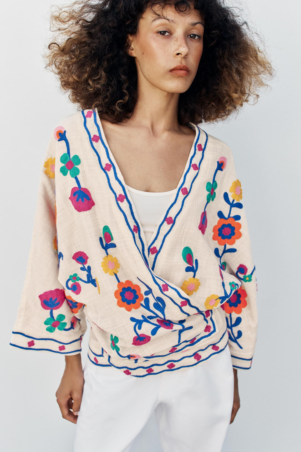 KIMONO BORDADOS FLORES / Crudo - Zara фото 2