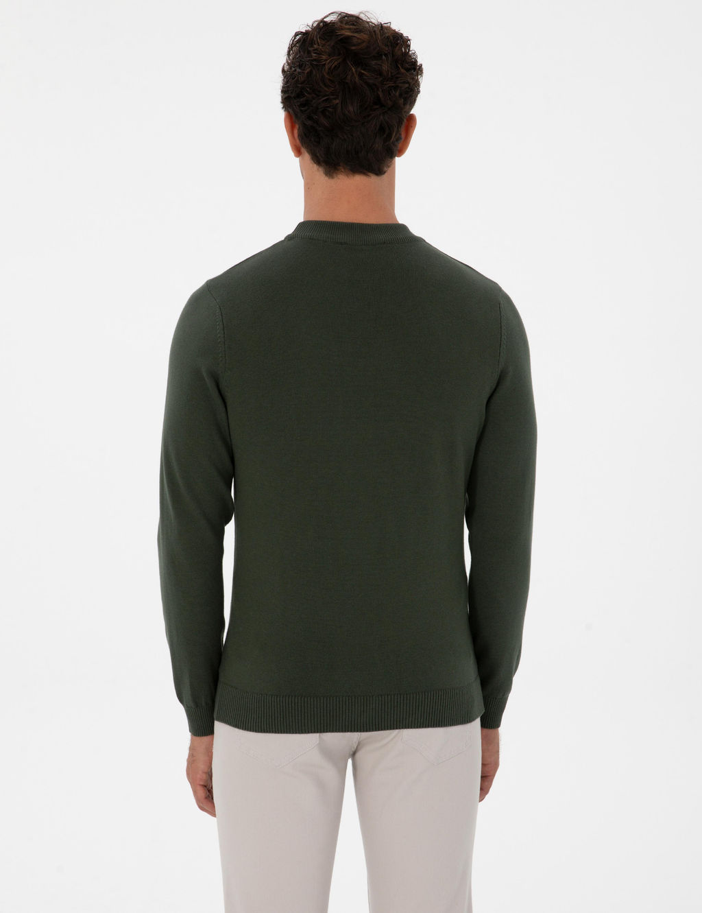 Koyu Haki Slim Fit _eyrek Yaka Basic Triko Kazak - Pierre cardin фото 5