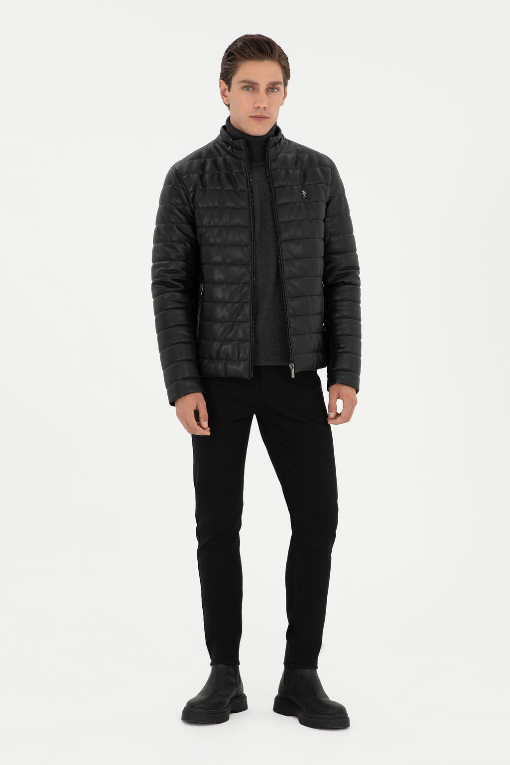 Мужская черная кожаная куртка Неожиданная скидка в корзине - U.s. polo assn фото 4