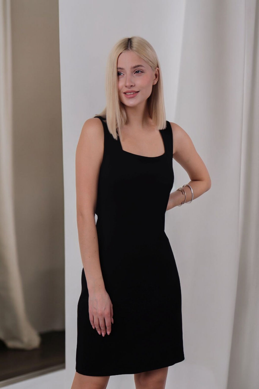 Платье с вырезом каре чёрное - Martichelli фото 29