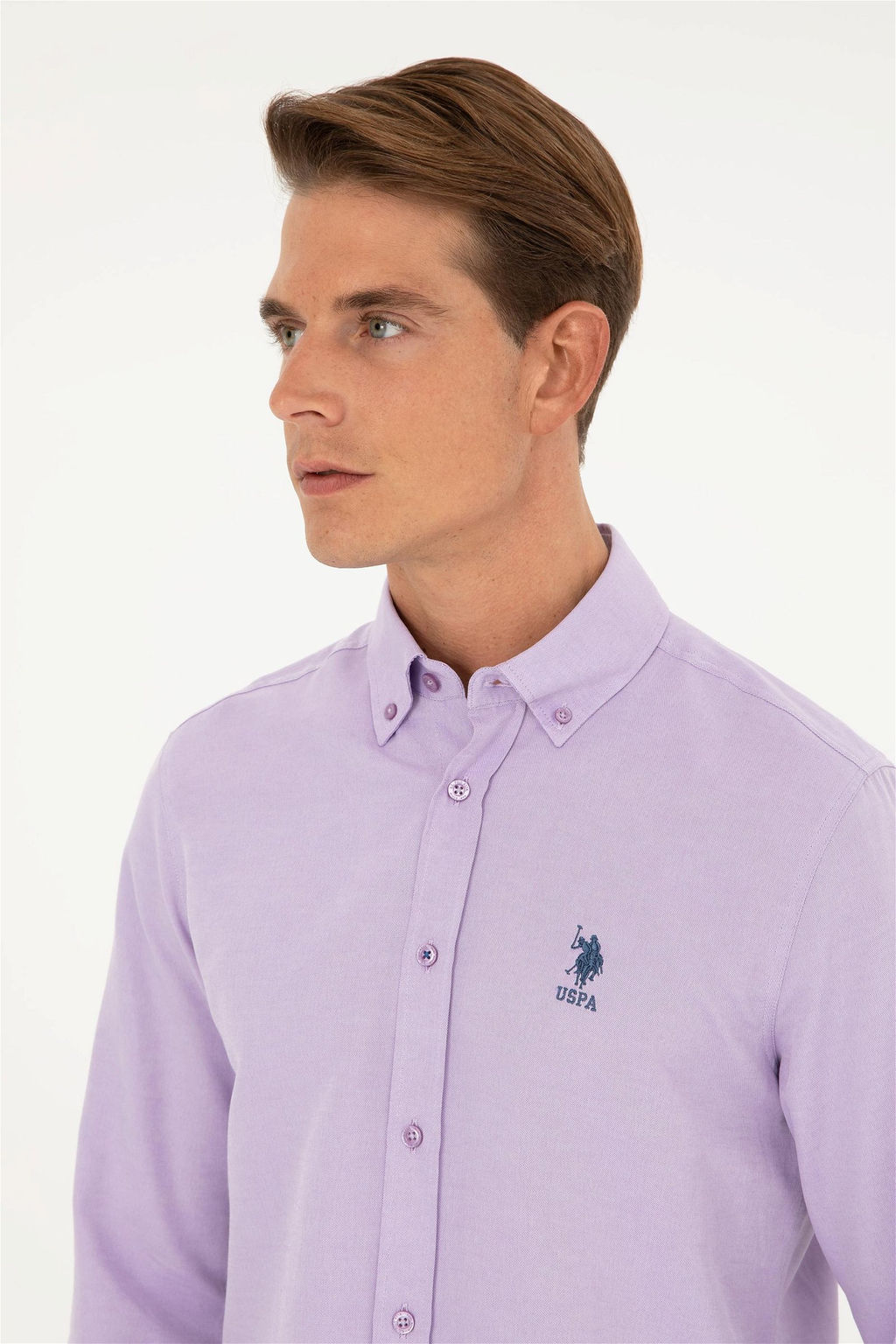 U. S. Polo Assn / Мужская сиреневая базовая рубашка с длинным рукавом - U.s. polo assn фото 2