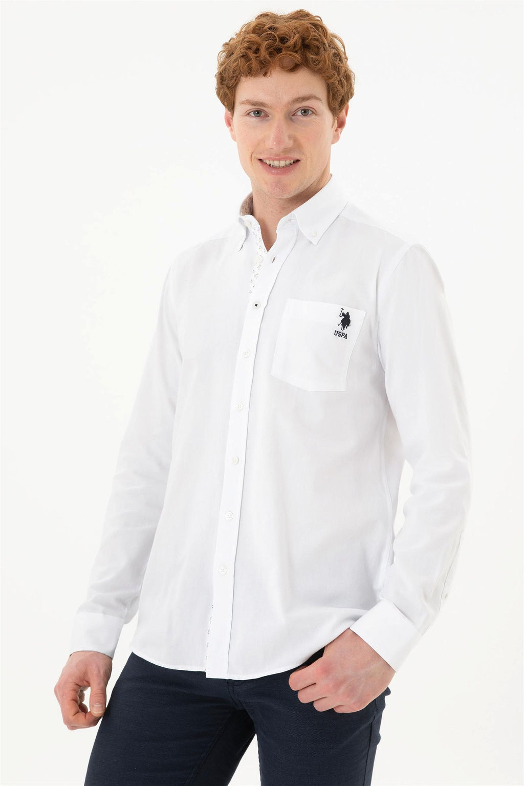 U. S. Polo Assn / Мужская белая рубашка с длинным рукавом - U.s. polo assn фото 3