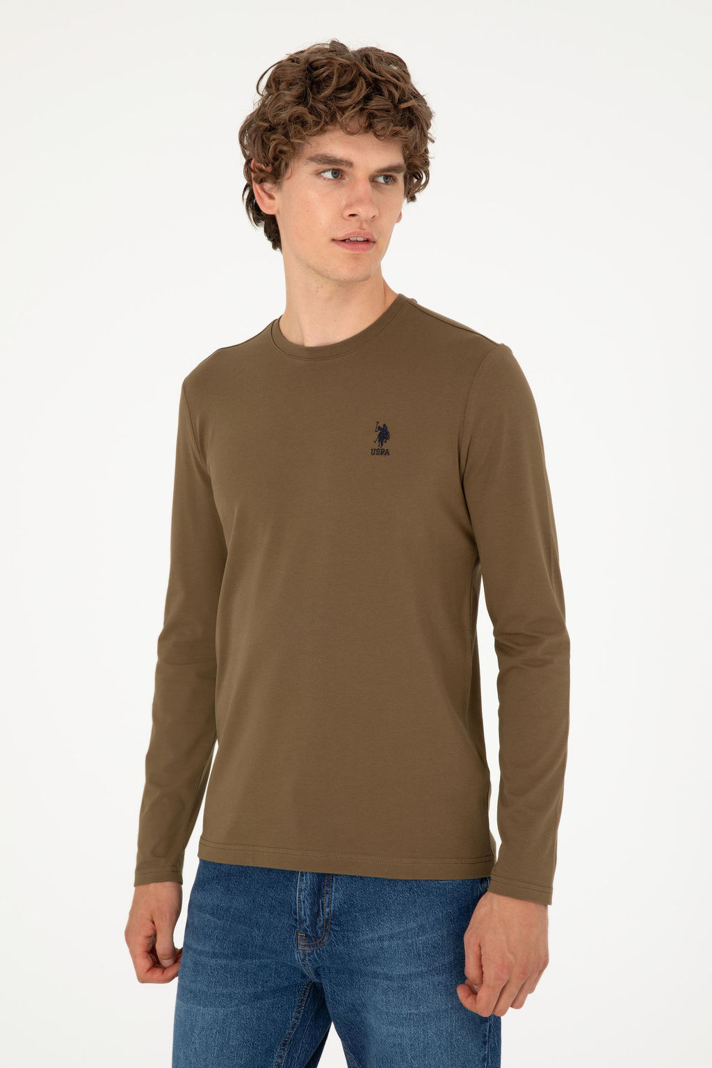 Мужской базовый свитшот цвета хаки - U.s. polo assn фото 3