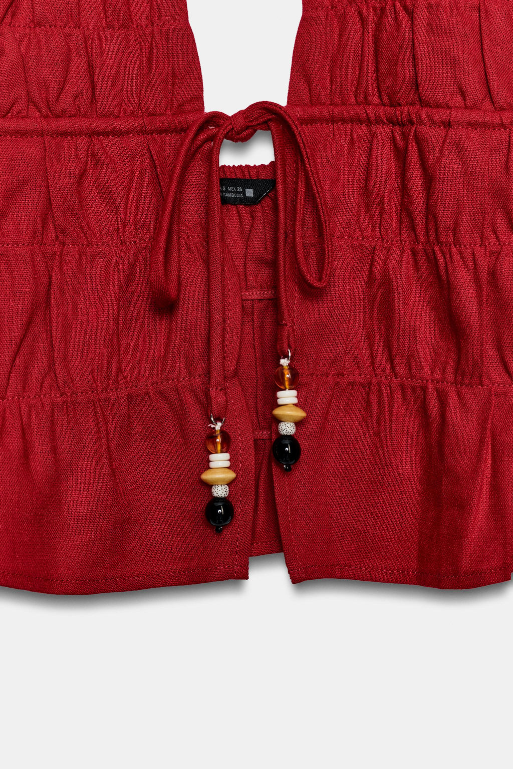 TOP HALTER FRUNCES CON LINO / Granate