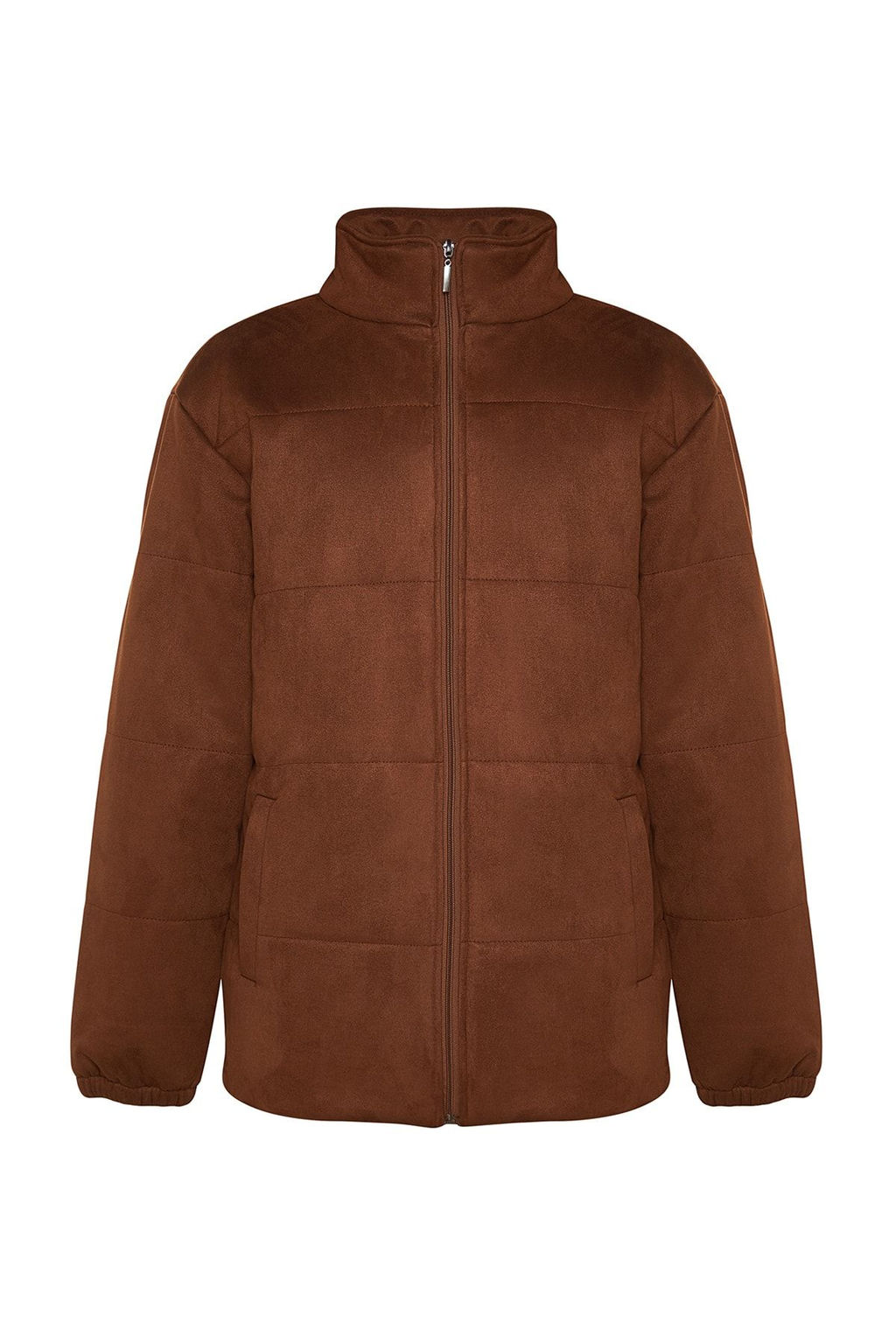 Trendyolmilla Man Kahverengi Regular Fit Suet Dik Yaka Hafif Dolumlu Ceket Mont TMNAW24MO00011  фото 7