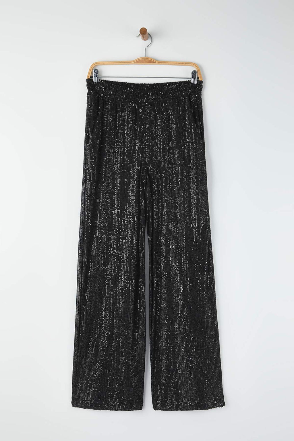 Siyah Pul Payet S?k/Gece Party Mini Sort Astarl? Pantolon TPRAW26PL00001