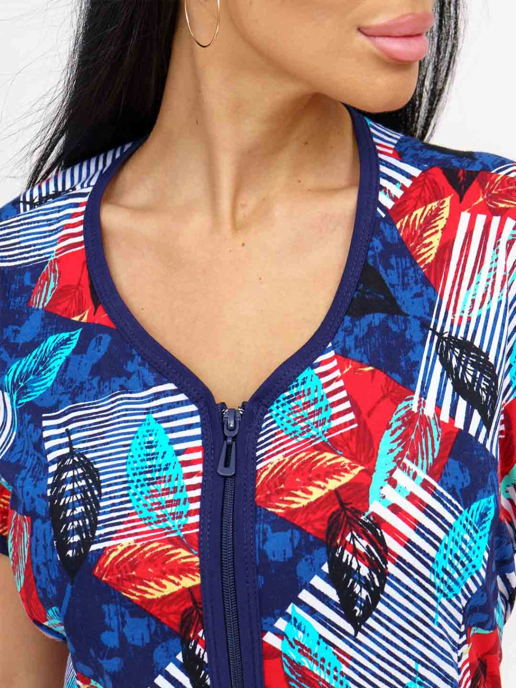 Халат женский, цвет синий красный