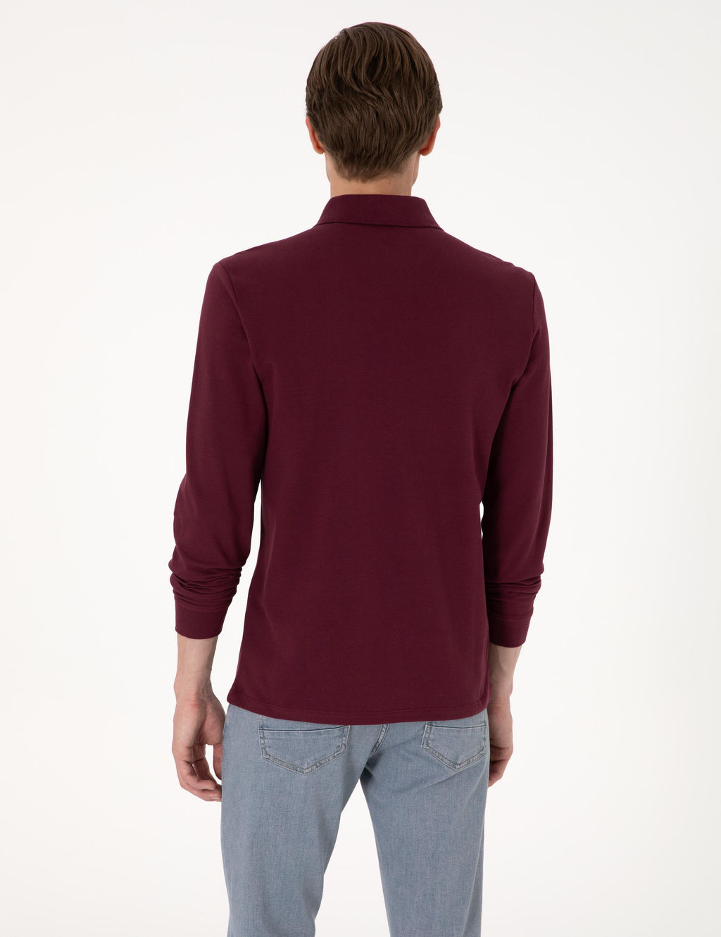 Bordo Slim Fit K_vr_lmaz Polo Yaka Basic Pike Sweatshirt
