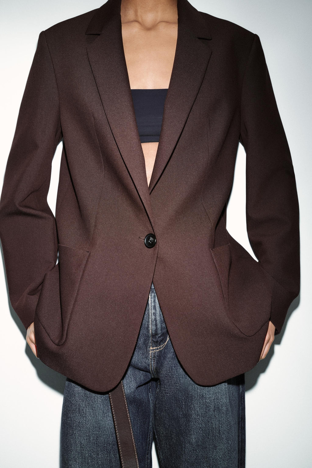 BLAZER RECTA HOMBRERAS / Marr?n claro - Zara фото 3