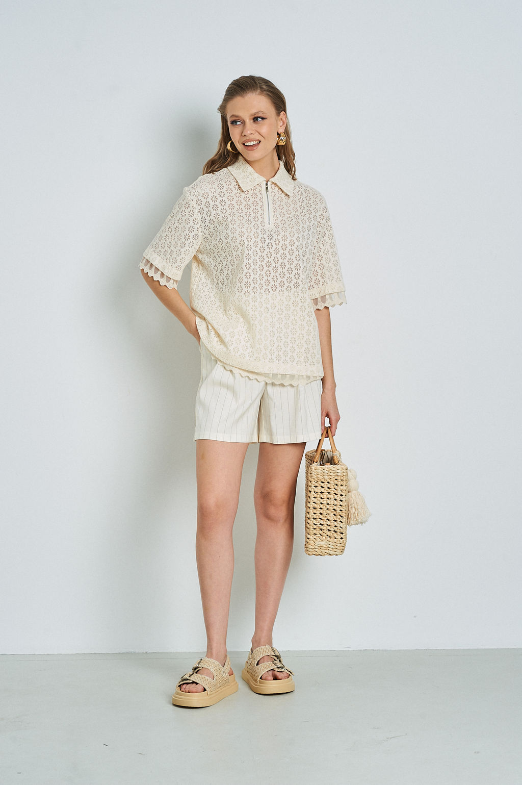 Поло из трикотажного кружева - Mixan фото 3