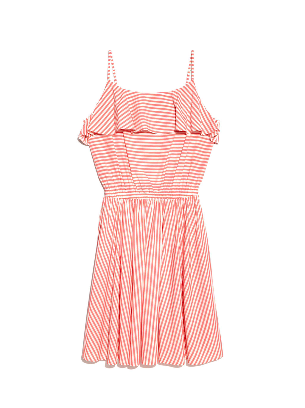 CONTE Ультрамодное платье в полоску на тонких бретелях LPL 911 white-coral