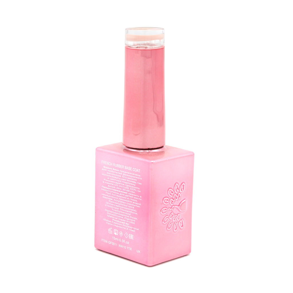 Каучуковая база для гель лака френч, Rubber Base Coat French, 15 мл., Global Fashion 09  фото 6