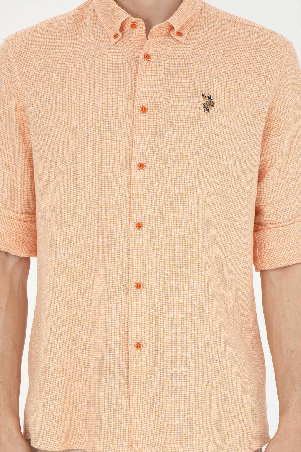 Мужская рубашка с длинным рукавом кирпичного цвета - U.s. polo assn фото 6
