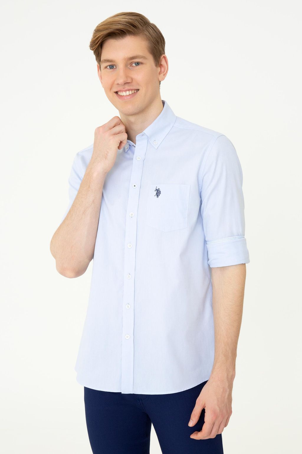 U. S. Polo Assn Мужская голубая рубашка с длинным рукавом - U.s. polo assn фото 3