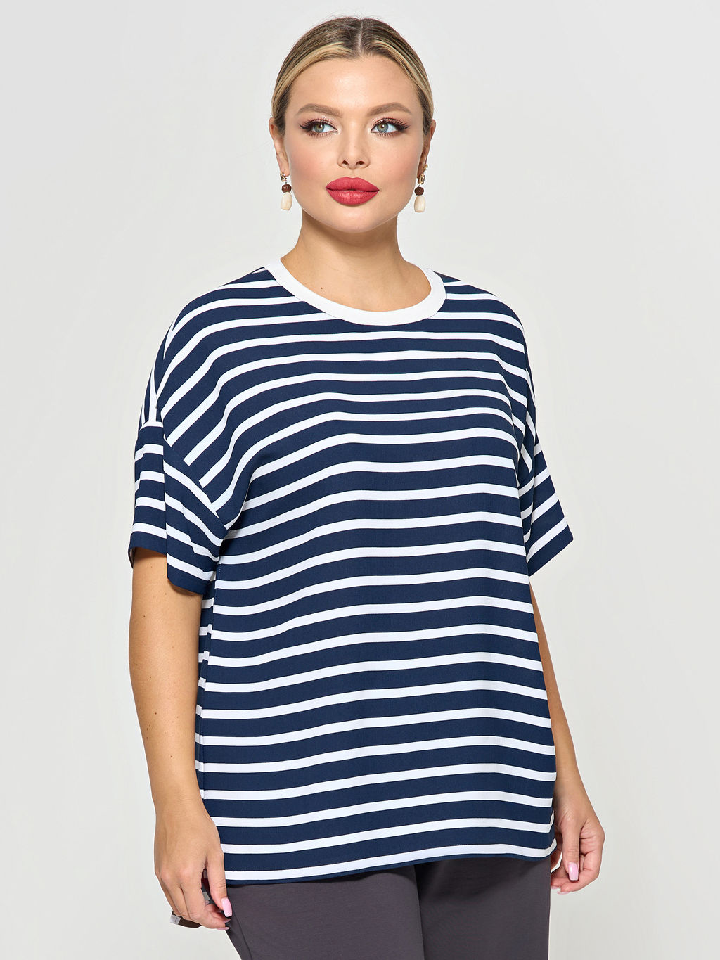 Блузка 0087-29 бело-синий